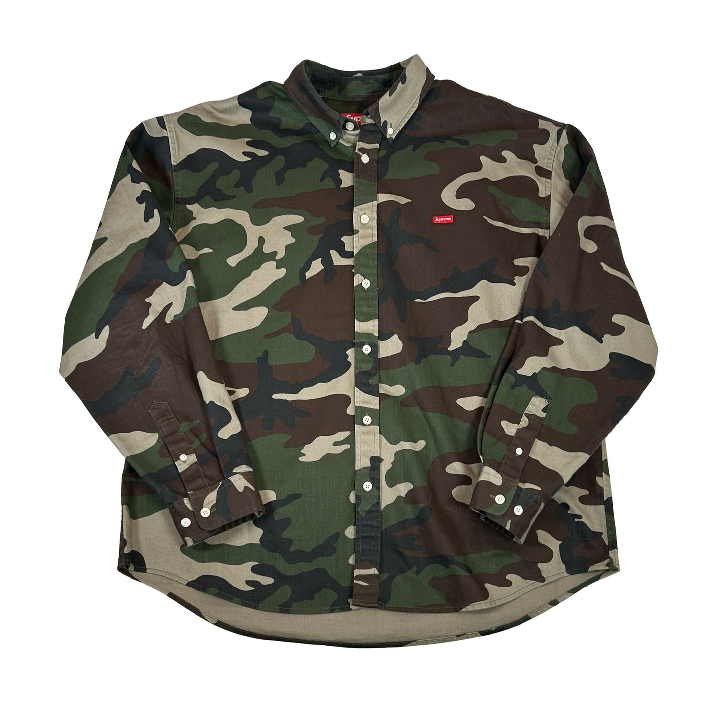 Supreme Small Box Denim Shirt (FW25) Woodland Camo [USED] - L (Used)