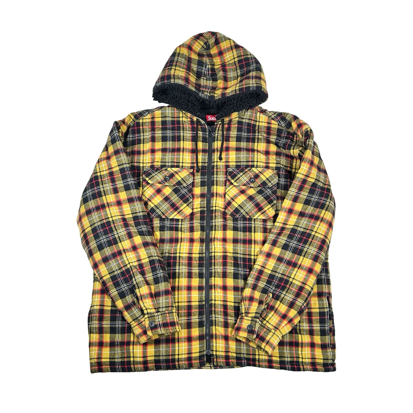 Supreme Lined Zip Up Hooded Flannel Shirt Yellow [USED] - XL (Used)