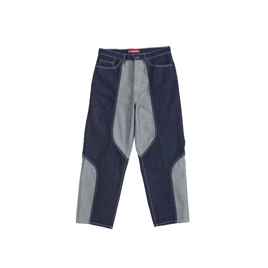 Supreme 2-Tone Paneled Baggy Jean Blue [USED] - 36 (Used)