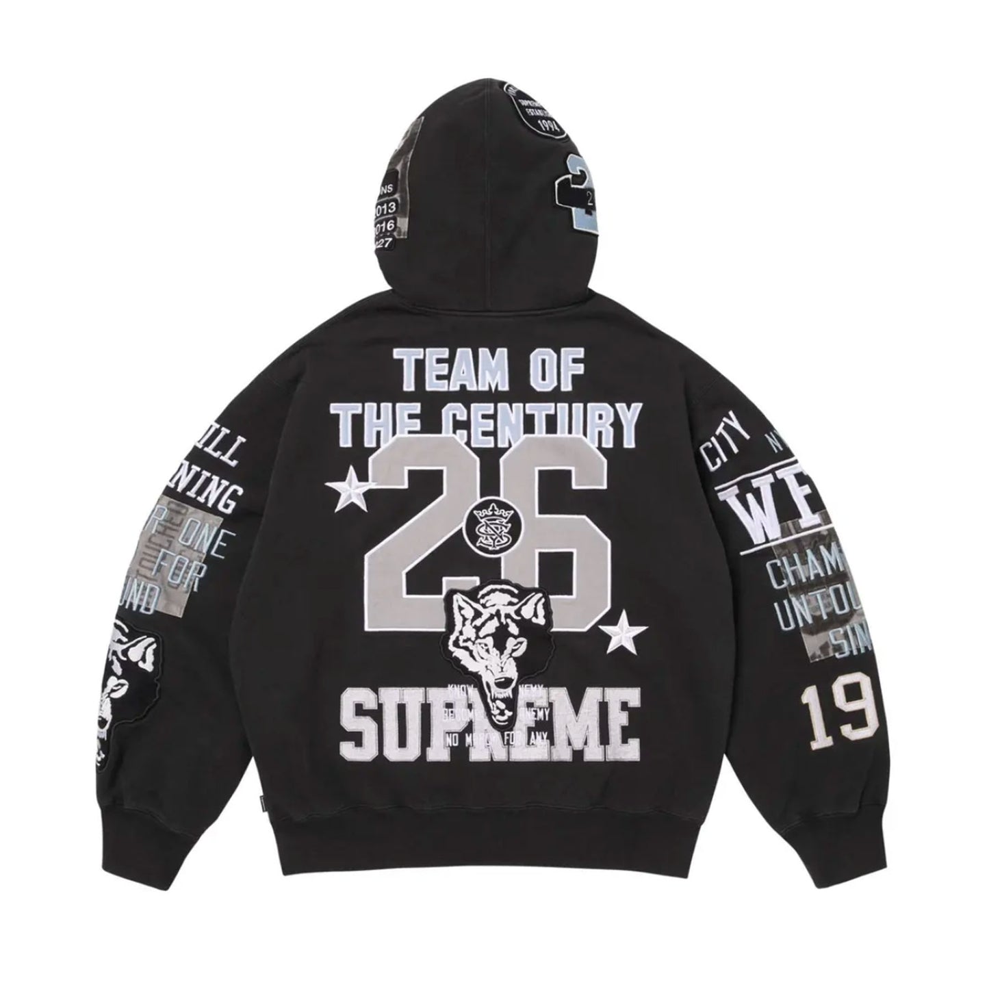 Supreme Warriors Applique Zip Up Hooded Sweatshirt Black[USED] M - (Used)