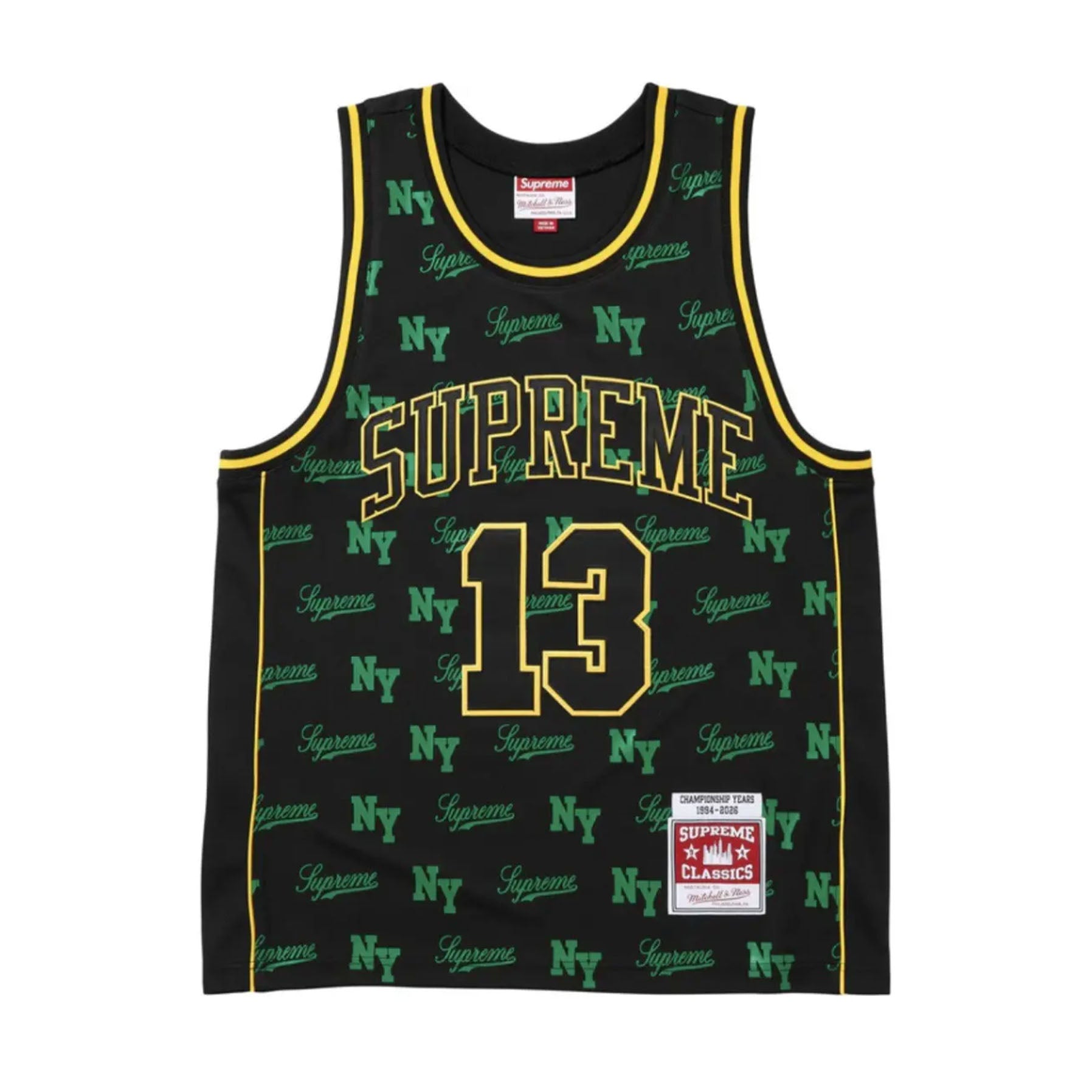 Supreme x Mitchell & Ness SS26 Monogram Basketball Jersey Black