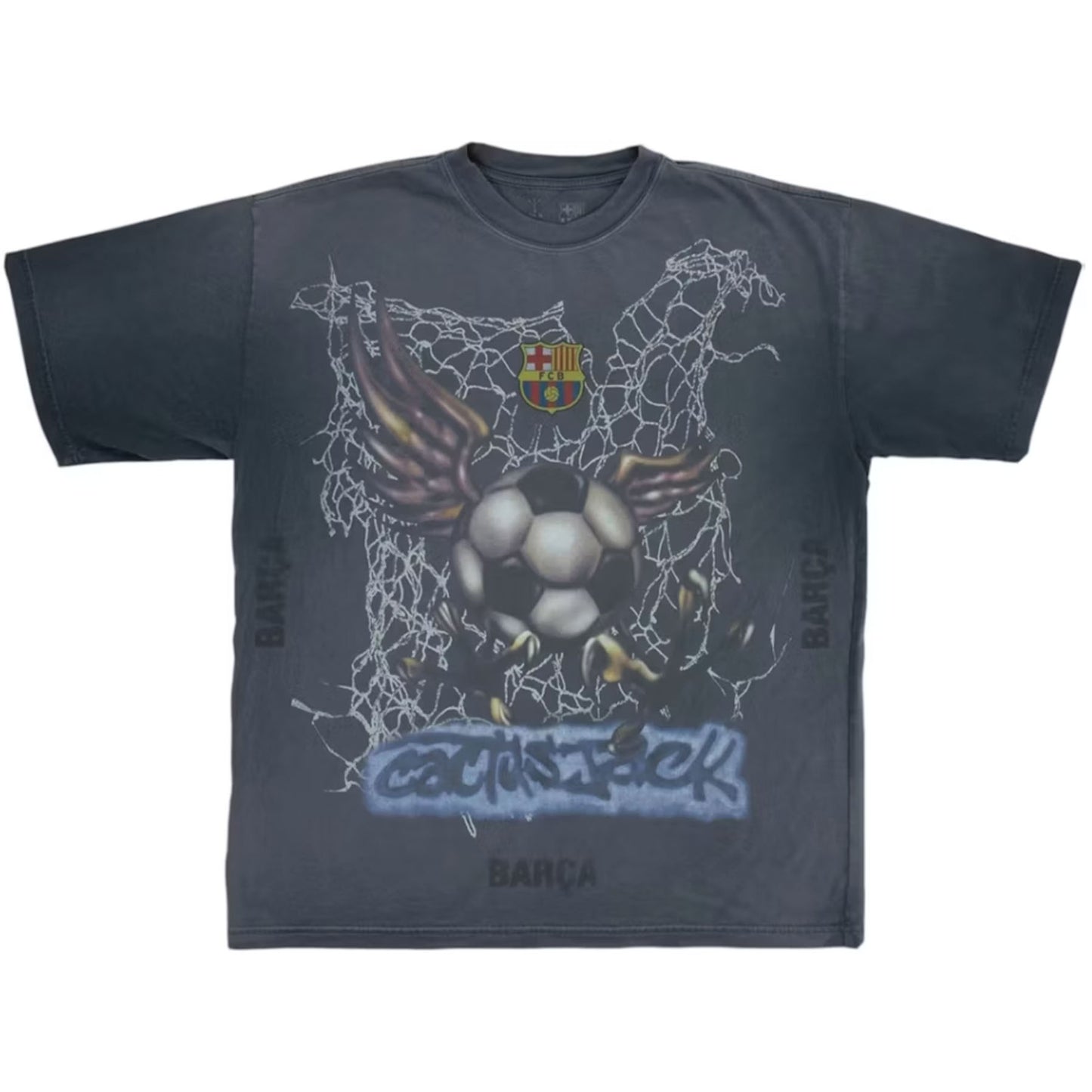 Travis Scott x FC Barcelona Washed Spray Logo Tee Black