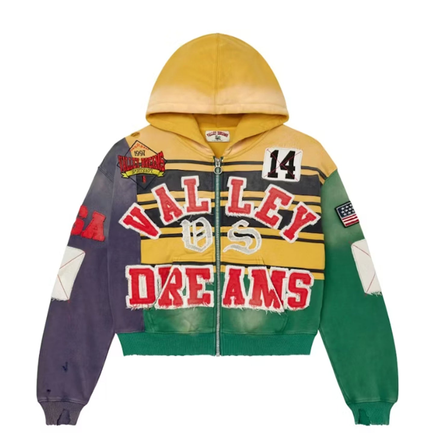 Vale Forever Collage Mardi Gras Zip-Up Hoodie