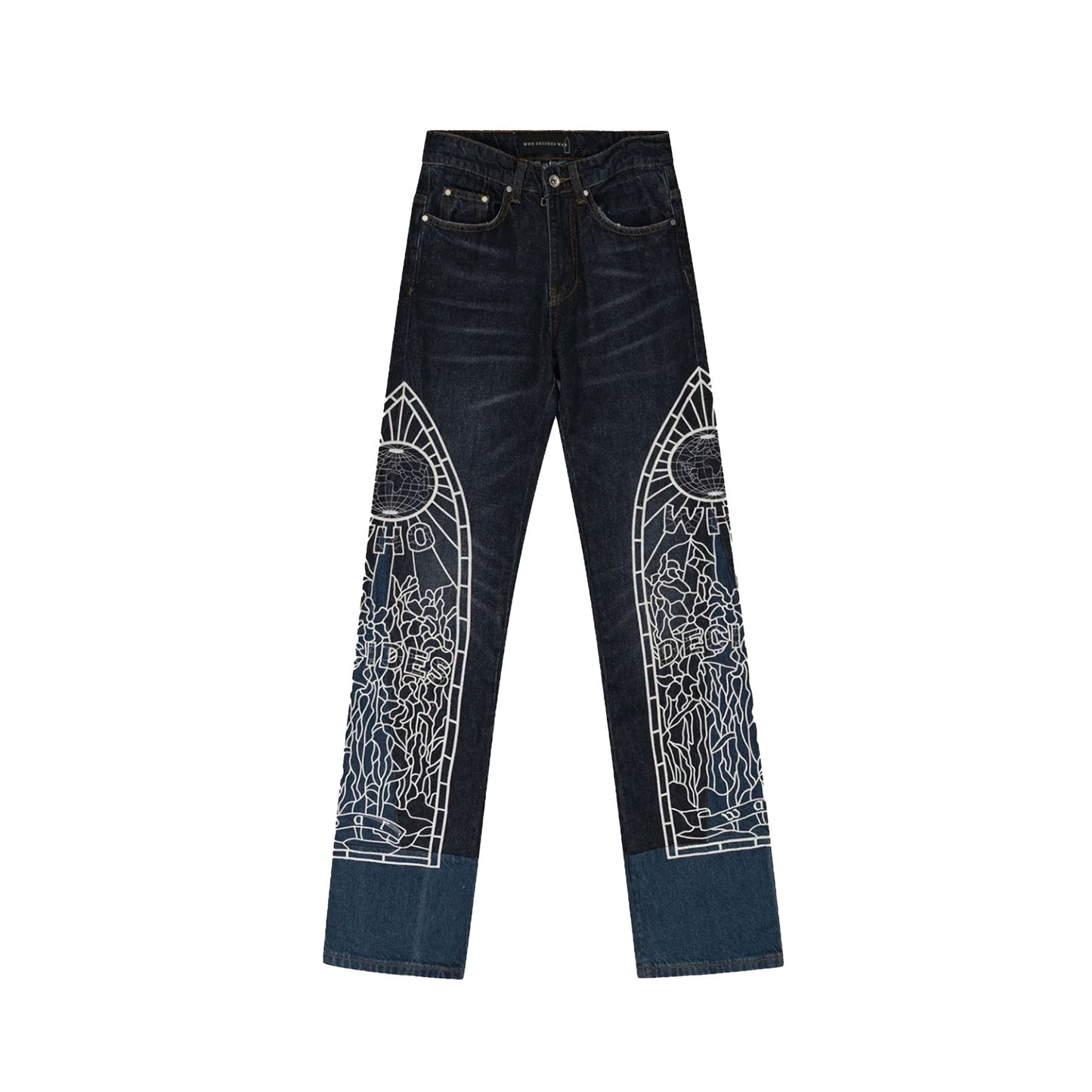 Who Decides War Embroidered Jeans Dark Blue [USED] 32 - (Used)