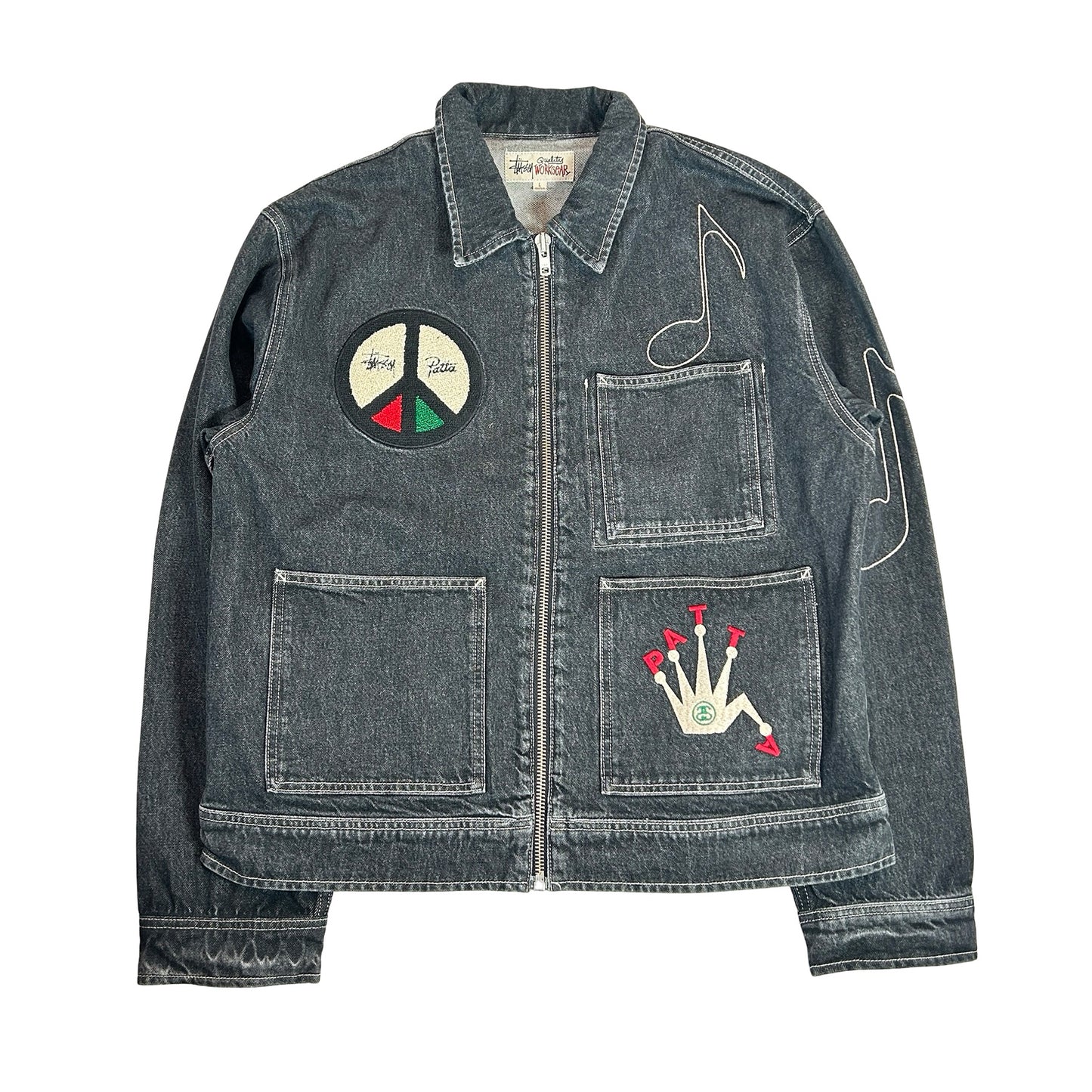 Stussy x Patta Zip Work Jacket Black [USED] - L (Used)