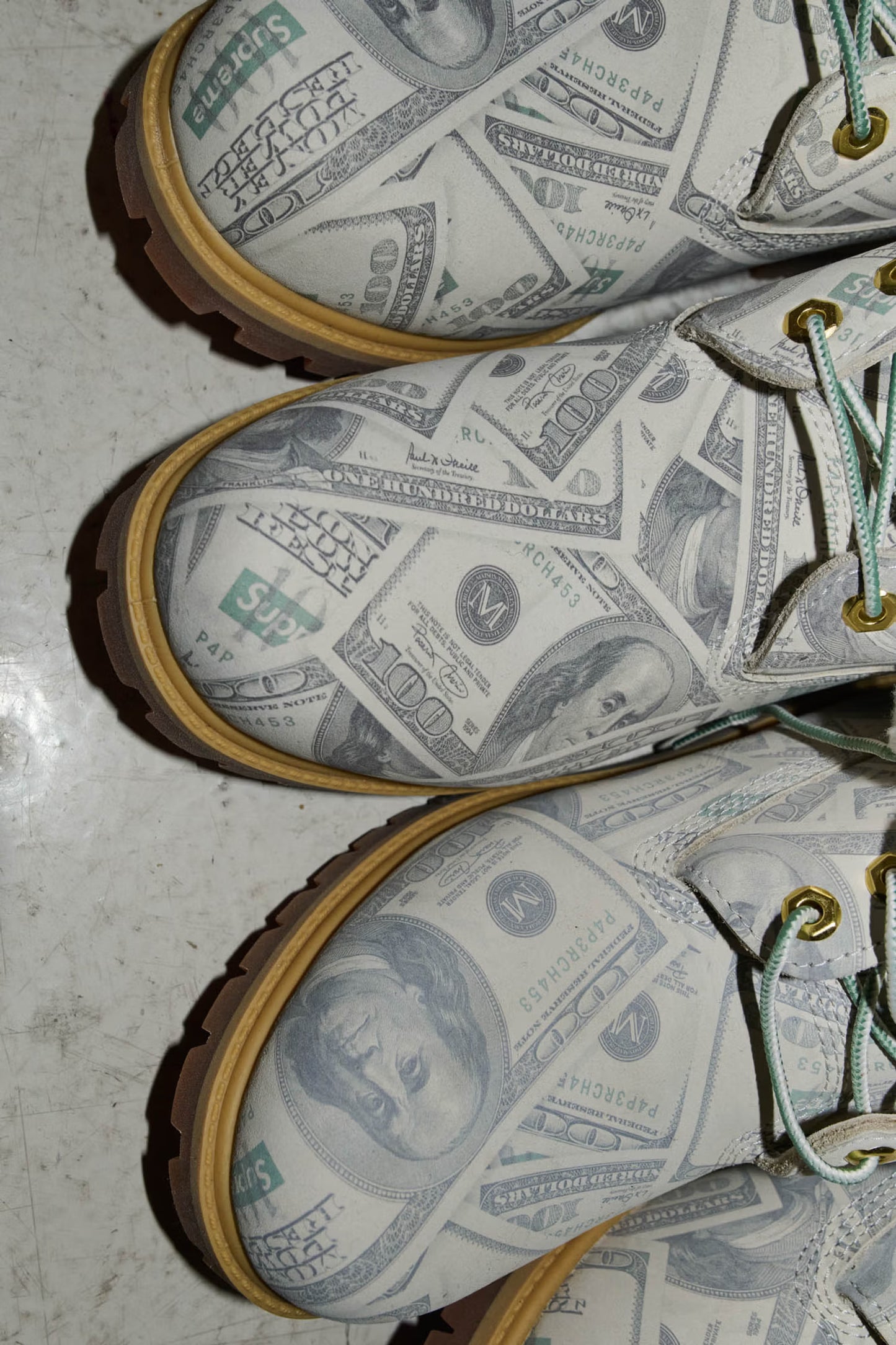 TB0A5NG5ALP Timberland 6" Premium Waterproof Boot Supreme x MM6 Maison Margiela $100 Bills