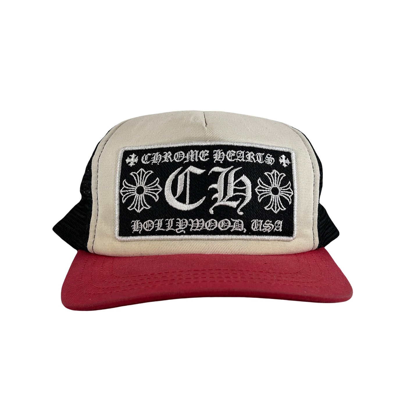 Chrome Hearts CH Hollywood Trucker Hat Red/Black/White [USED]