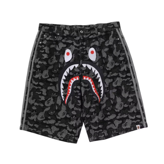 adidas x BAPE Camo Jacquard Shark Denim Jorts Black