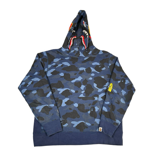 BAPE Color Camo 2nd Shark Pullover Hoodie Navy [USED] - L (Used)