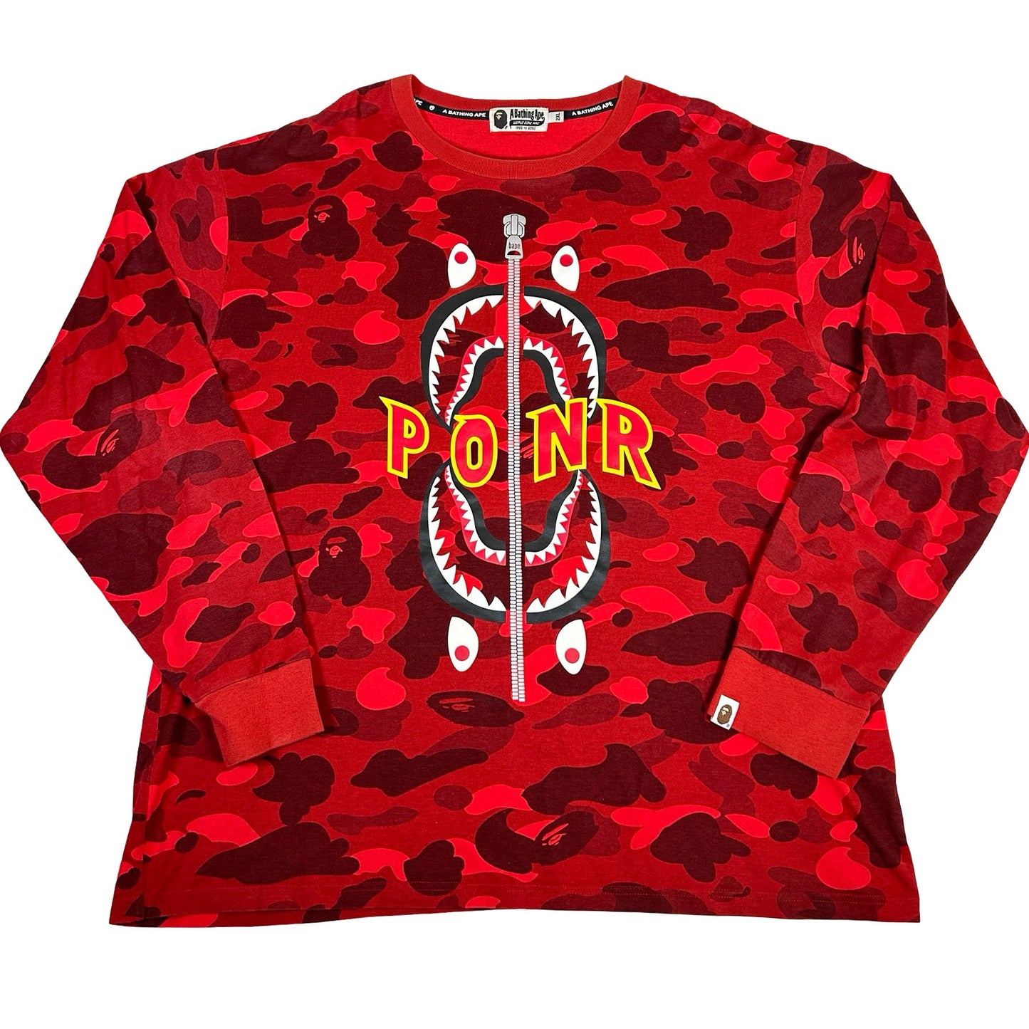 BAPE Color Camo PONR Shark L/S Tee Red [USED] - XXL (Used)