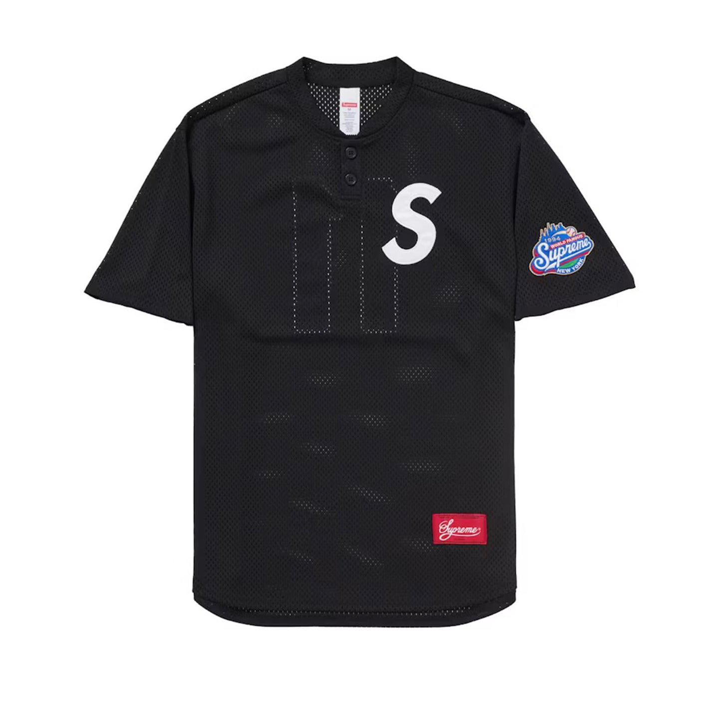 Supreme S Logo Baseball Henley (SS25) Black [USED] - M (Used)