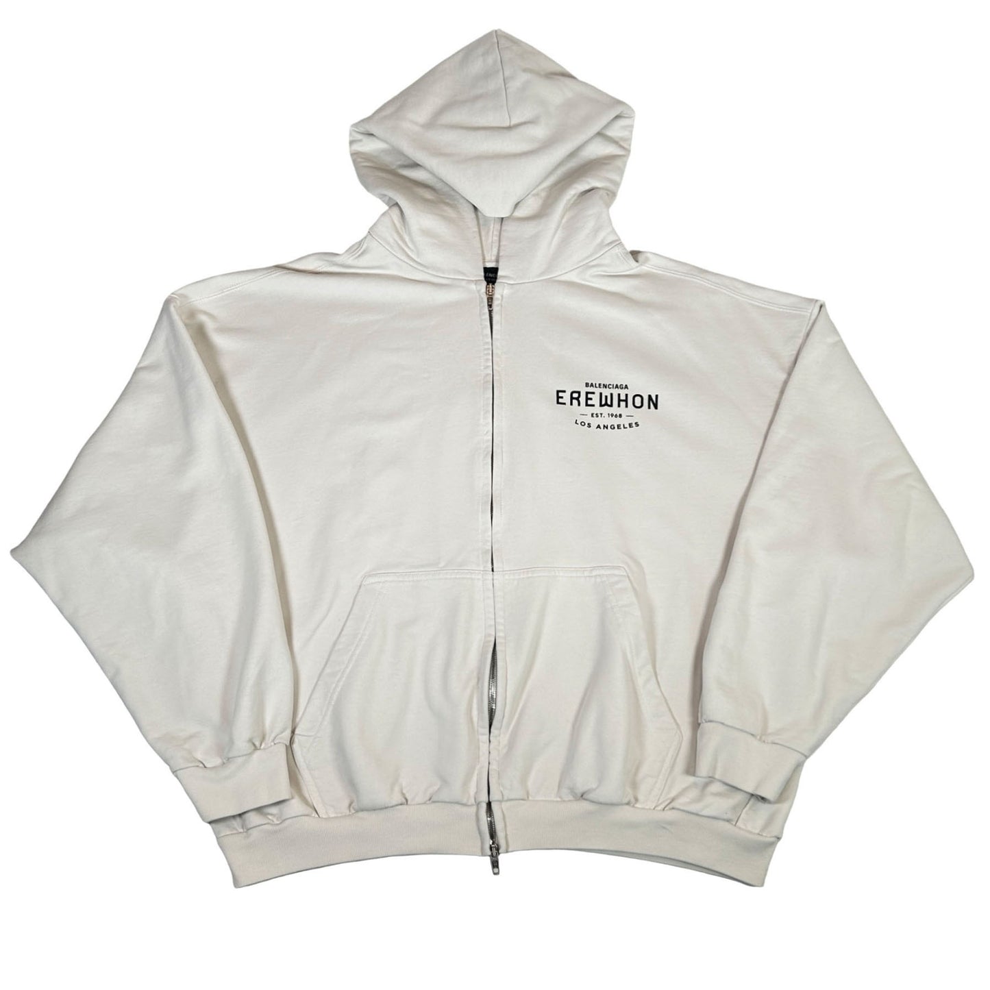 Balenciaga x Erewhon Los Angeles Zip-Up Hoodie Medium Fit Beige/Black [USED] - S (Used)