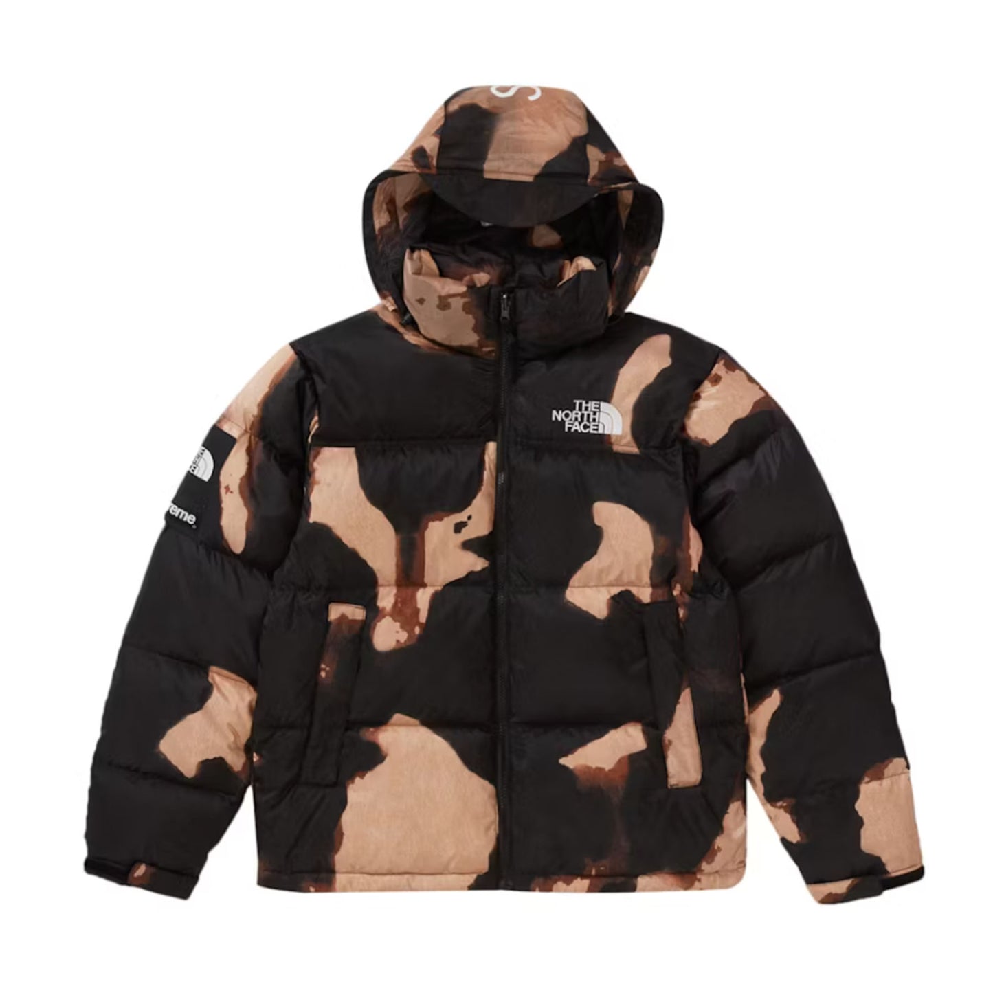 Supreme The North Face Bleached Denim Print Nuptse Jacket Black [USED] - M (Used)