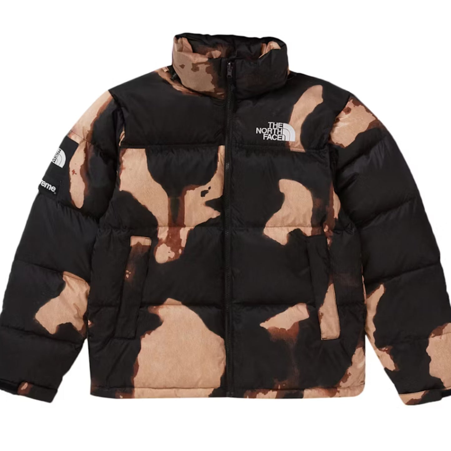 Supreme The North Face Bleached Denim Print Nuptse Jacket Black [USED] - M (Used)