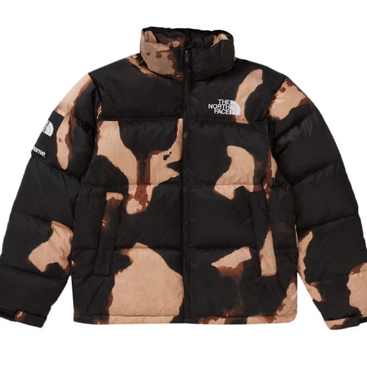 Supreme The North Face Bleached Denim Print Nuptse Jacket Black [USED] - M (Used)