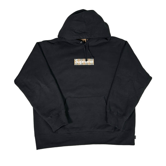 Supreme Burberry Box Logo Hooded Sweatshirt Black [USED] - M (Used)