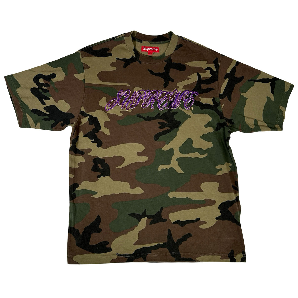 Supreme Raised Script S/S Top Woodland Camo [USED] - S (Used)
