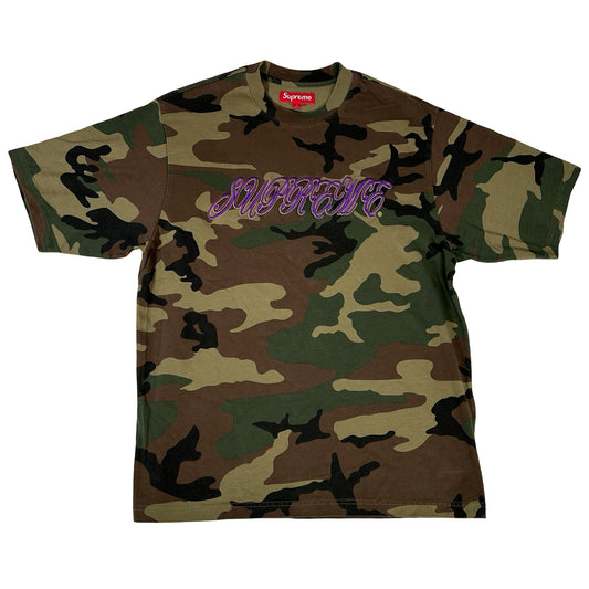 Supreme Raised Script S/S Top Woodland Camo [USED] - S (Used)