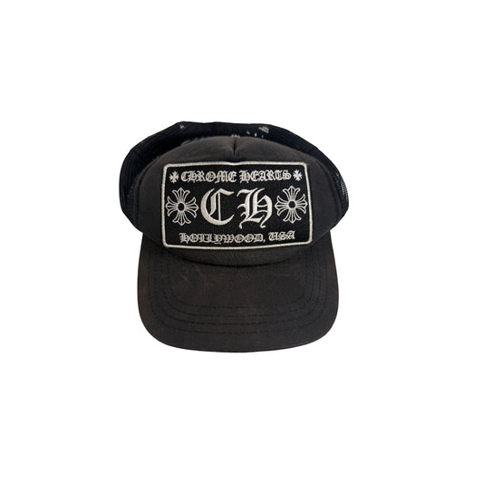 Chrome Hearts CH Hollywood Trucker Hat Black/Black [USED3]