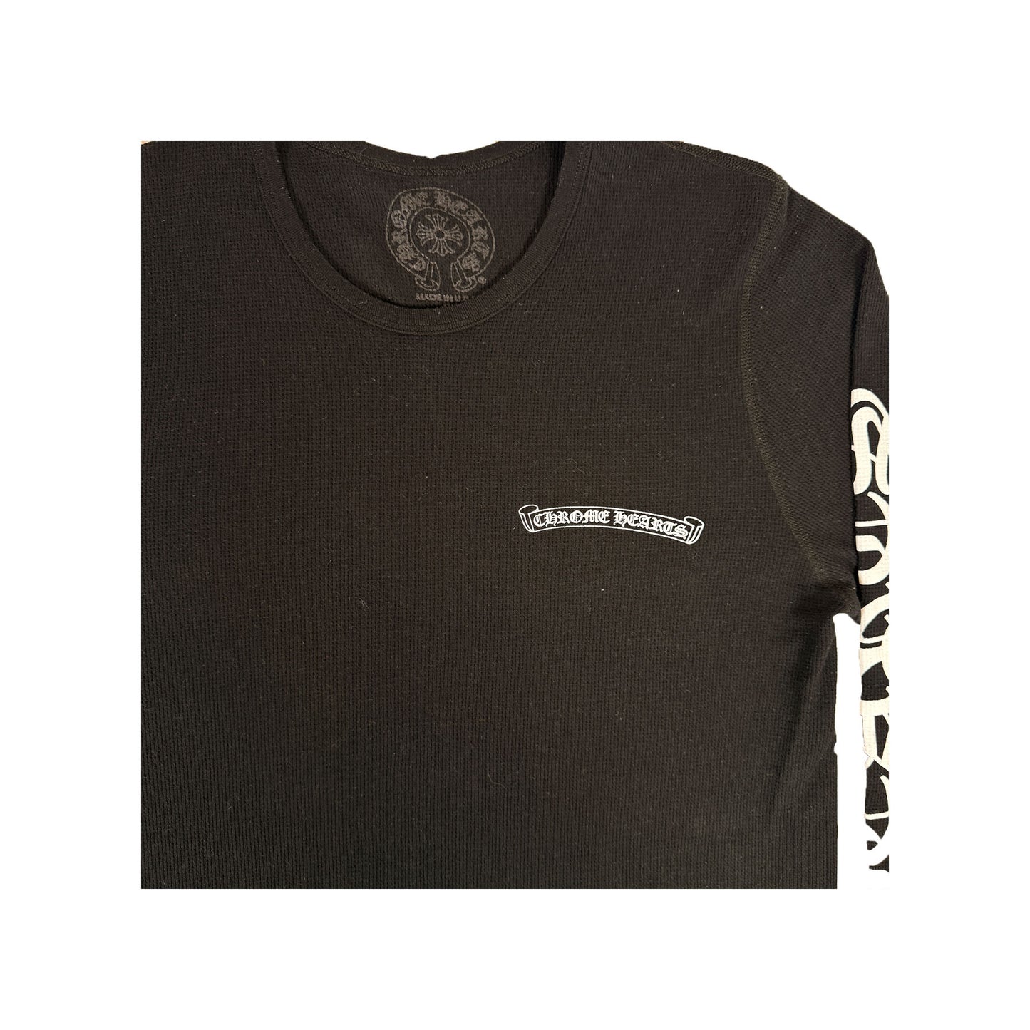 Chrome Hearts Scroll Logo Long-Sleeve Thermal T-Shirt Black [USED] - L (Used)