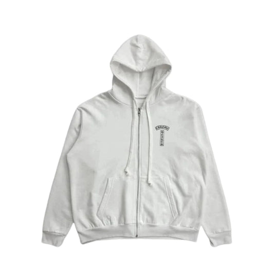 Chrome Hearts 'White' T Bar Scroll USA Zip Up Hoodie