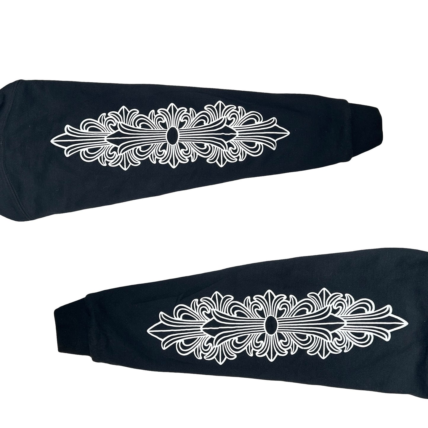 Chrome Hearts Horseshoe Floral Cross Sleeve Thermal Lined Zip Up Hoodie Black/White [USED] - S (Used)