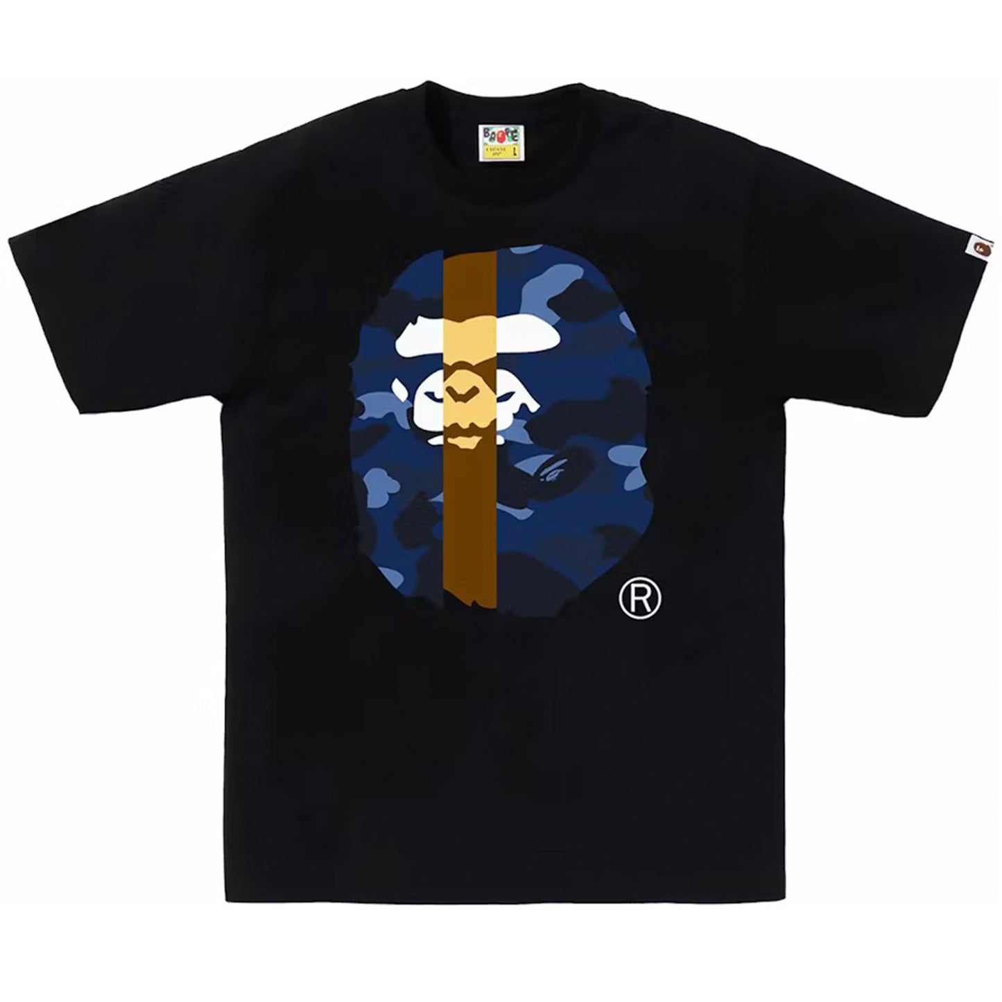 BAPE Color Camo Transform Big Ape Head Tee Black/Navy [USED] - L (Used)