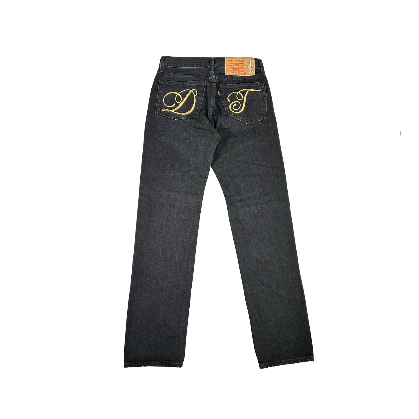 Levi's Denim Tears Metallic Gold Script 501 Black [USED] 31 X 32 - (Used)