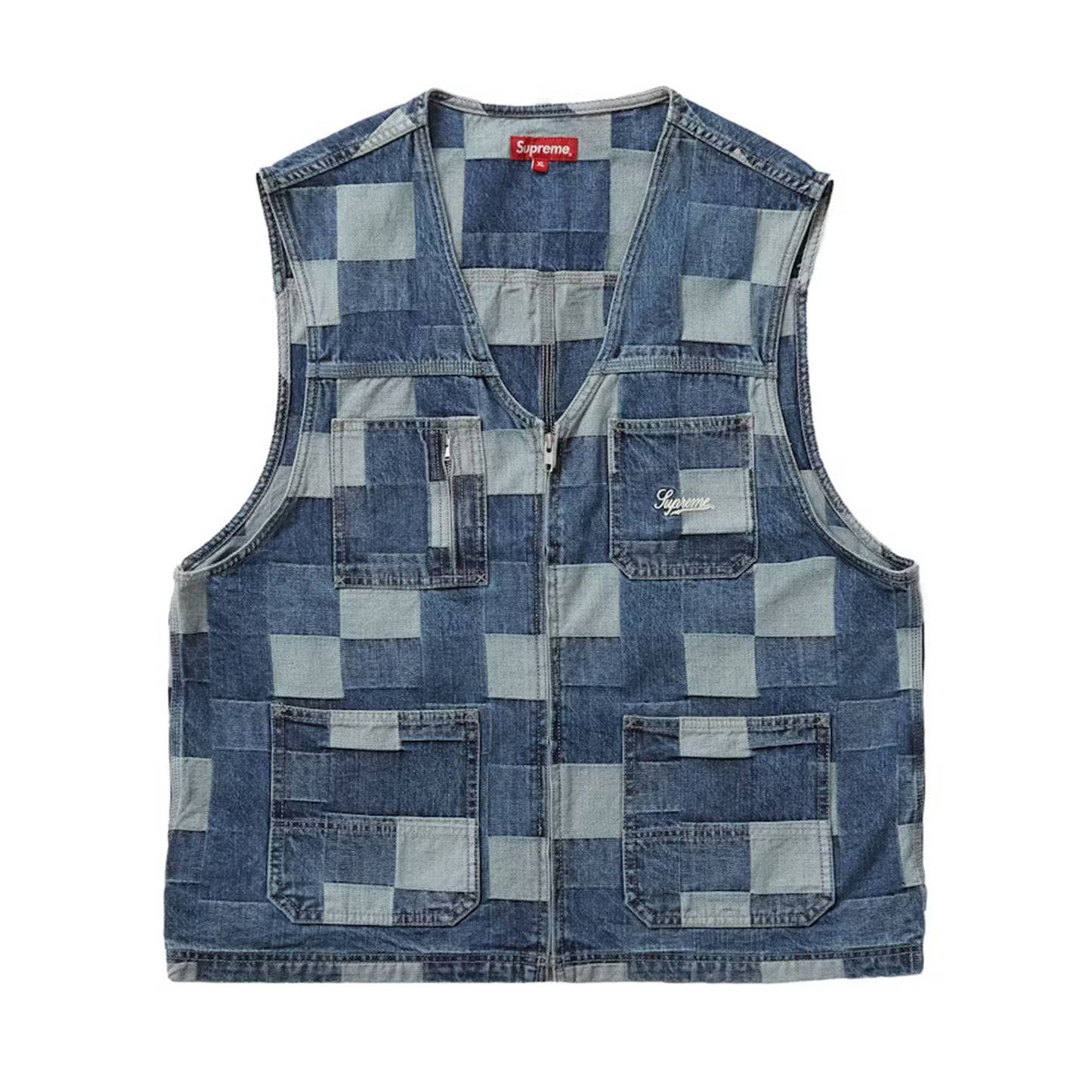 Supreme Patched Denim Vest Blue