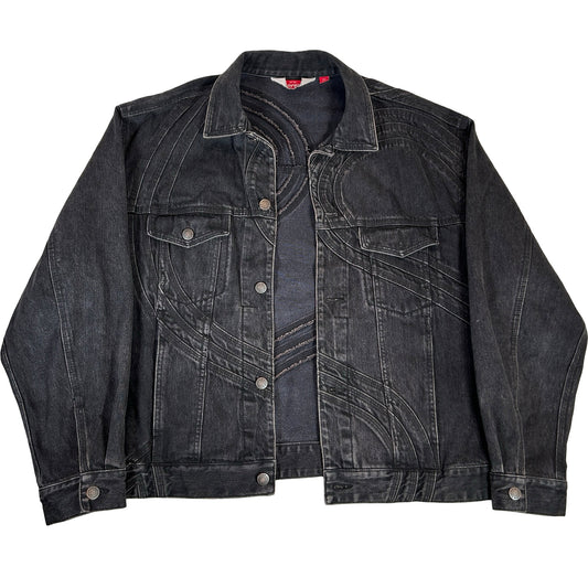 Supreme S Logo Denim Trucker Jacket Washed Black [USED] - M (Used)