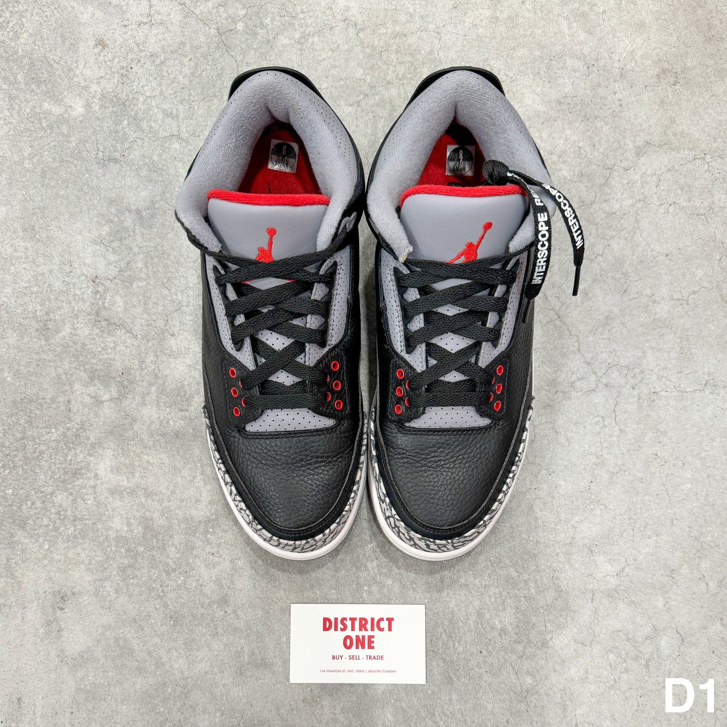 854262 001 Jordan 3 Black Cement 2018 INTERSCOPE [USED]