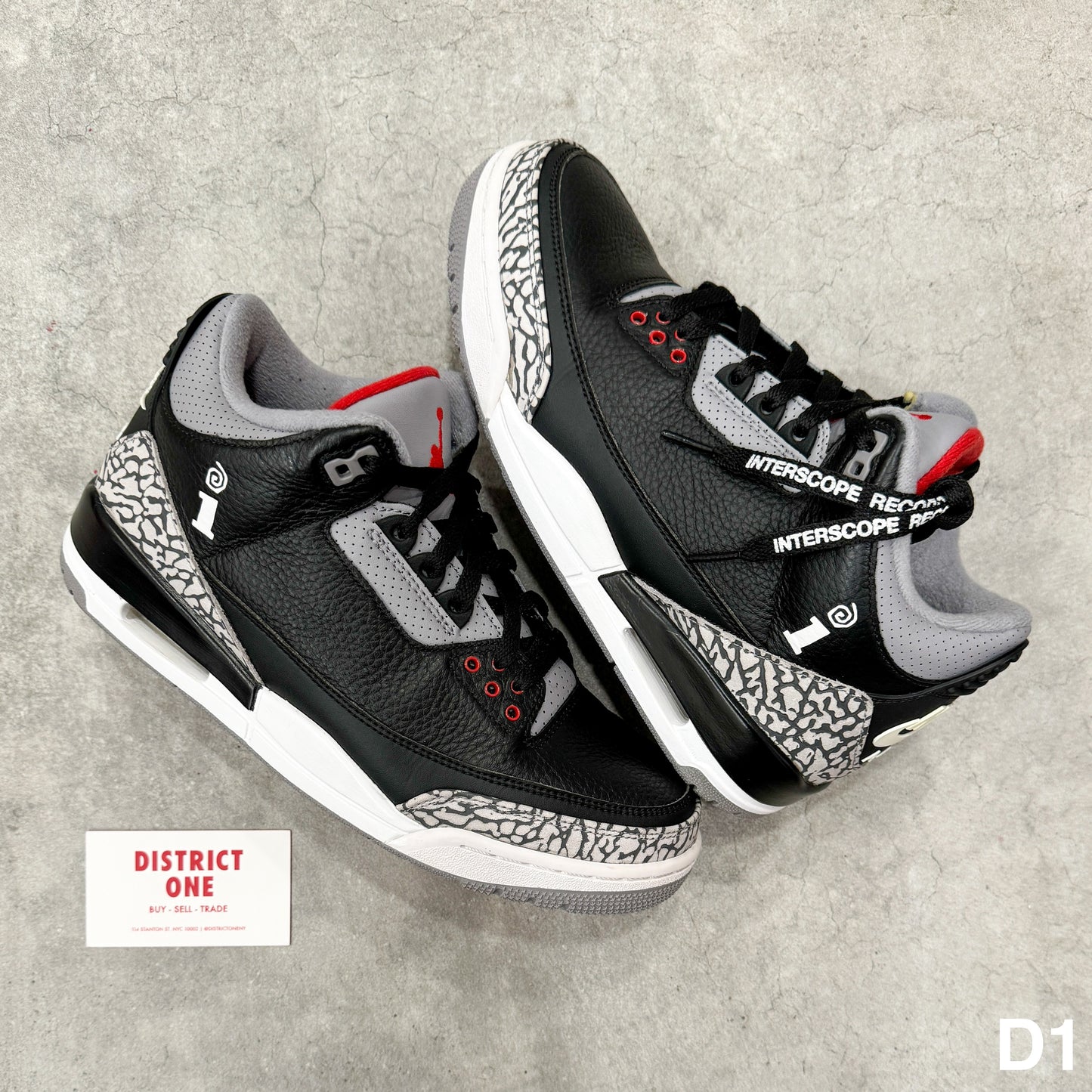 854262 001 Jordan 3 Black Cement 2018 INTERSCOPE [USED]