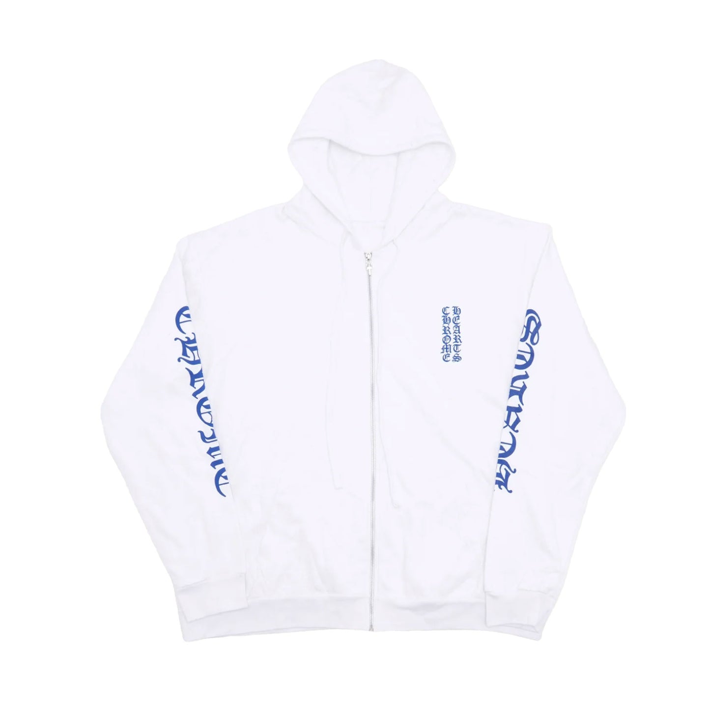 Chrome Hearts Eyechart Logo Zip Up Hoodie White