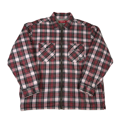 Supreme Thermal Lined Zip Up Flannel Shirt Red [USED] - L (Used)
