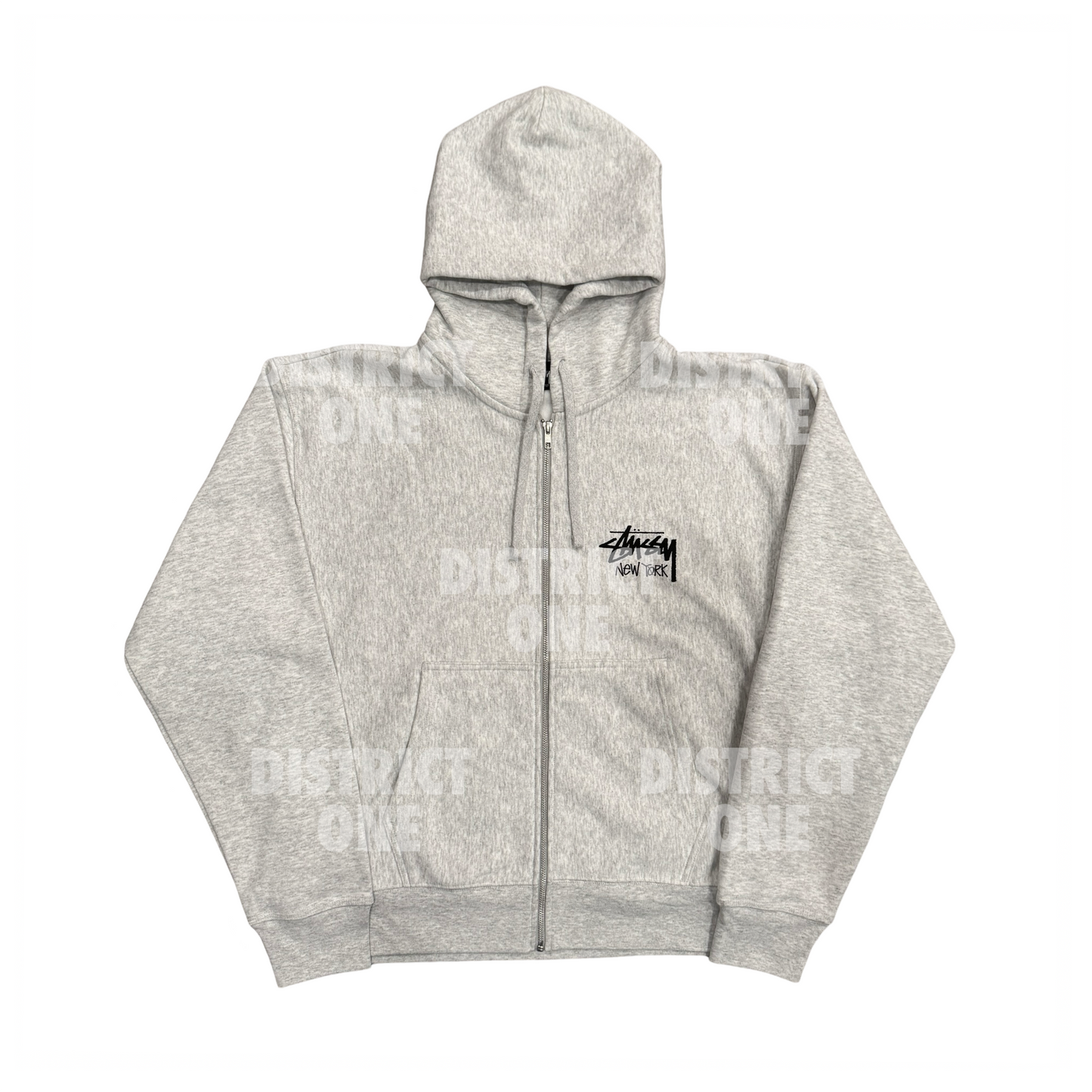 Stussy Stock New York Zip Hoodie Grey