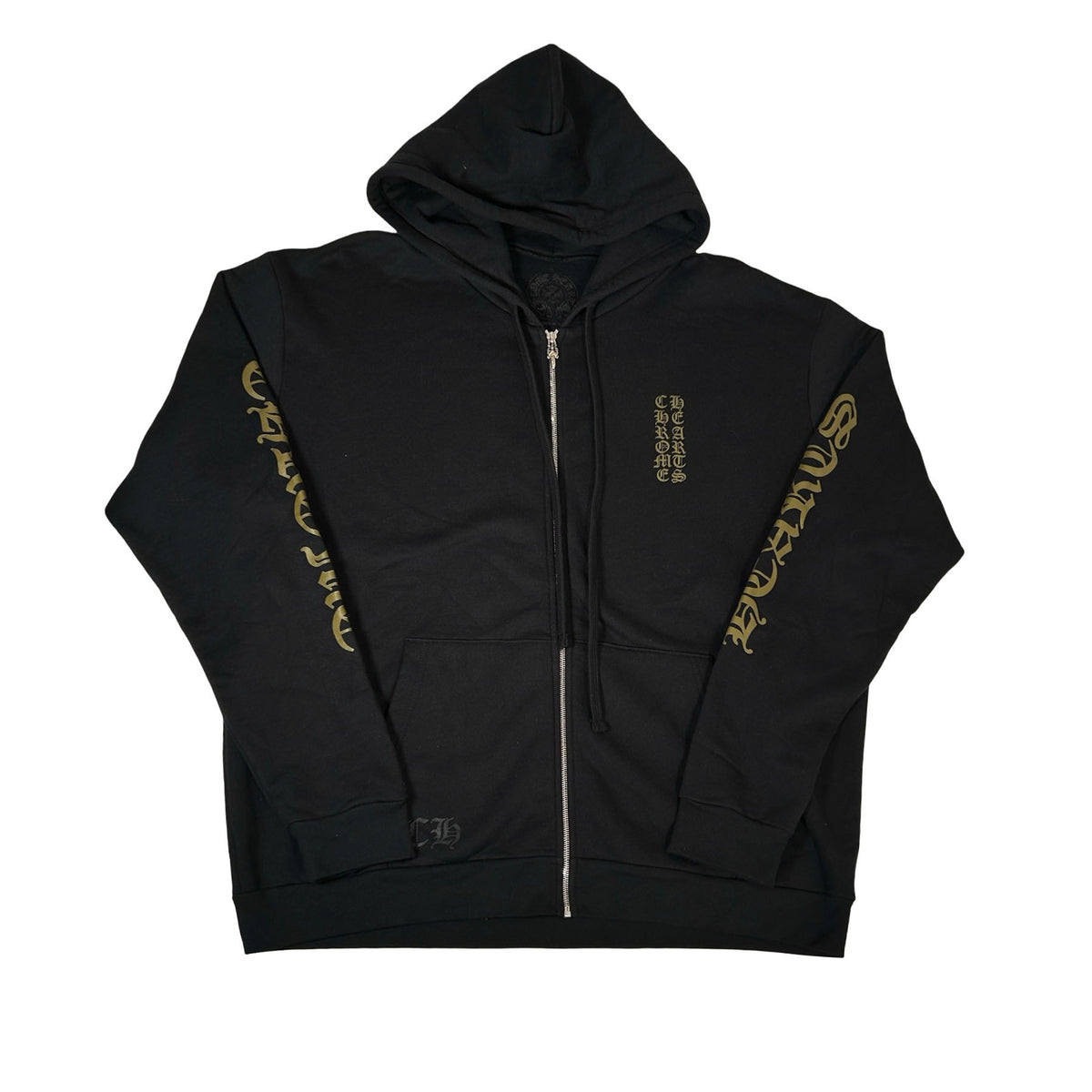 Chrome Hearts Vertical Logo Zip Up Hoodie Black Army Green [USED] - XL (Used)