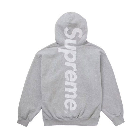 Supreme Satin Applique Hooded Sweatshirt (FW24) Heather Grey