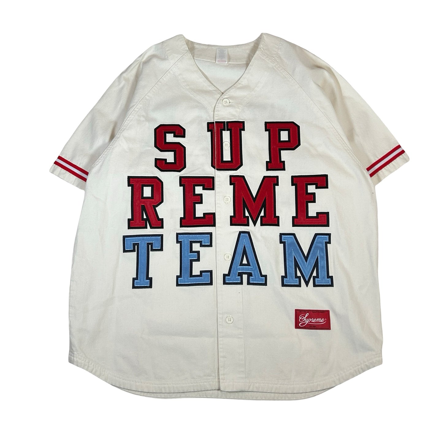 Supreme Denim Baseball Jersey White [USED] - XL (Used)