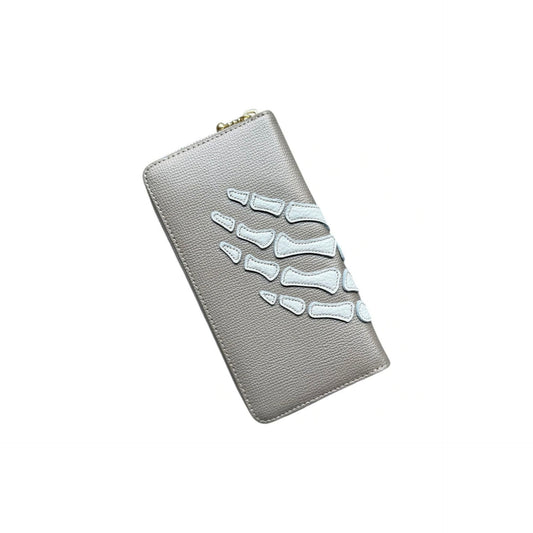Kapital Thumbs Up Bone Hand Zip Long Wallet Silver
