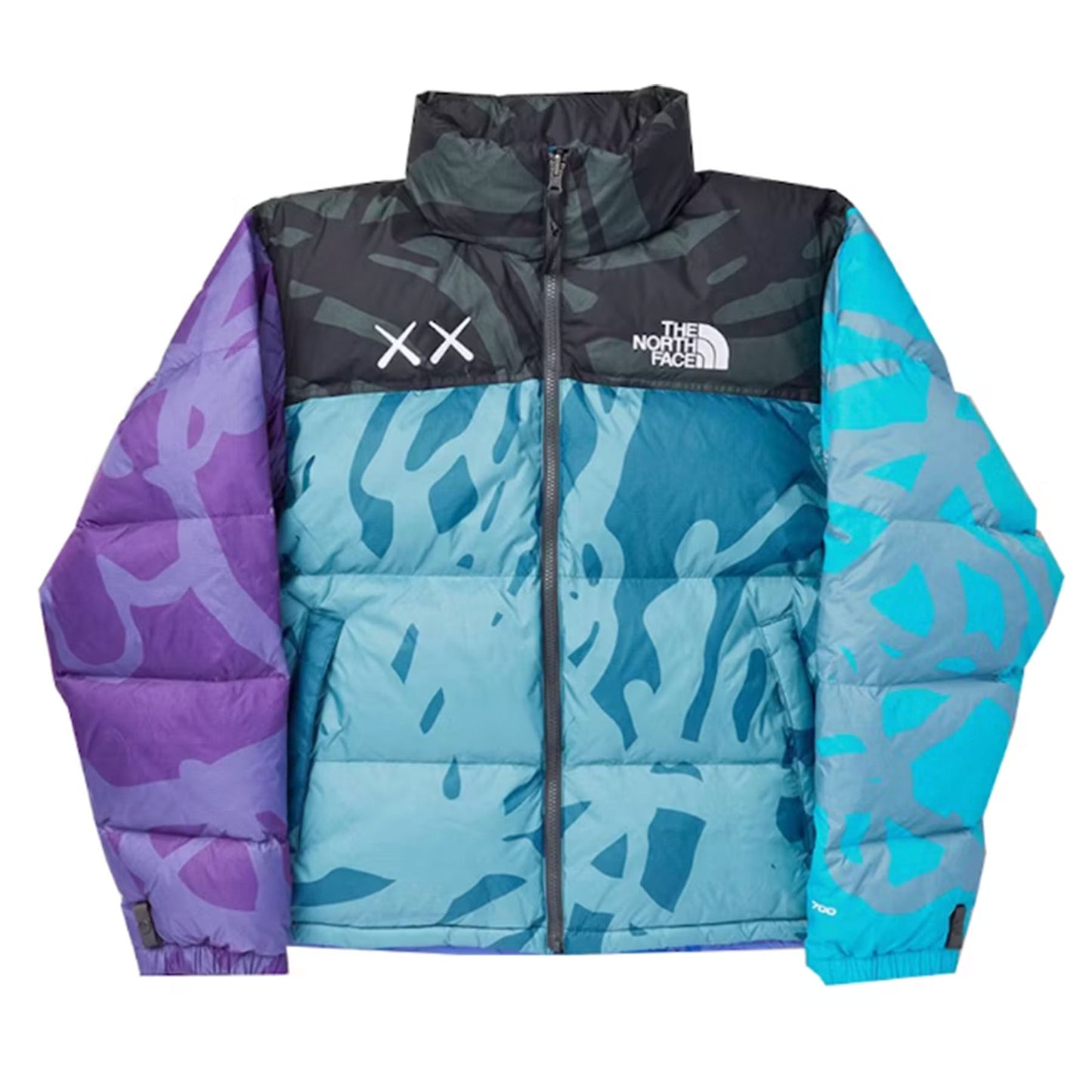 KAWS x The North Face Retro 1996 Jacket Monterey Blue Nuptse Print [USED] - M (Used)