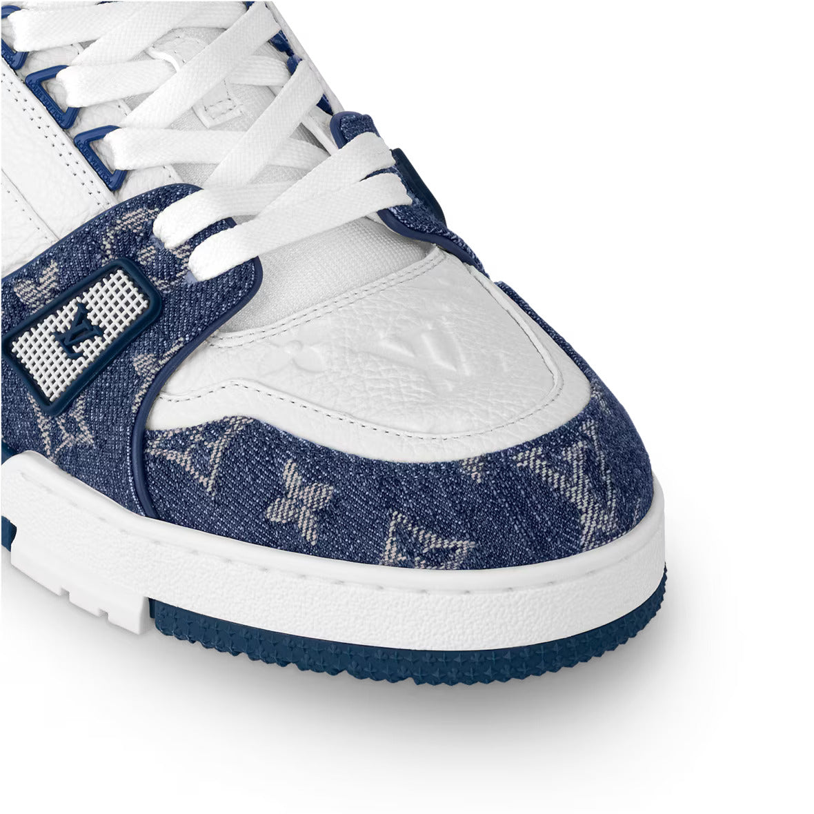 1A9JGZ Louis Vuitton LV Trainer Monogram Denim White Blue