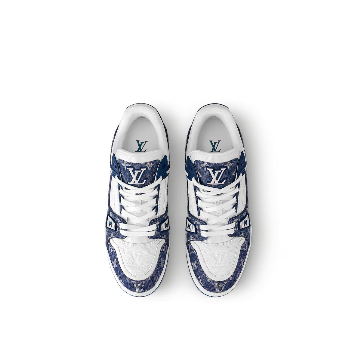 1A9JGZ Louis Vuitton LV Trainer Monogram Denim White Blue