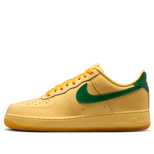 IO4489 700 Nike Air Force 1 Low Patent Leather Topaz Gold Pine Green
