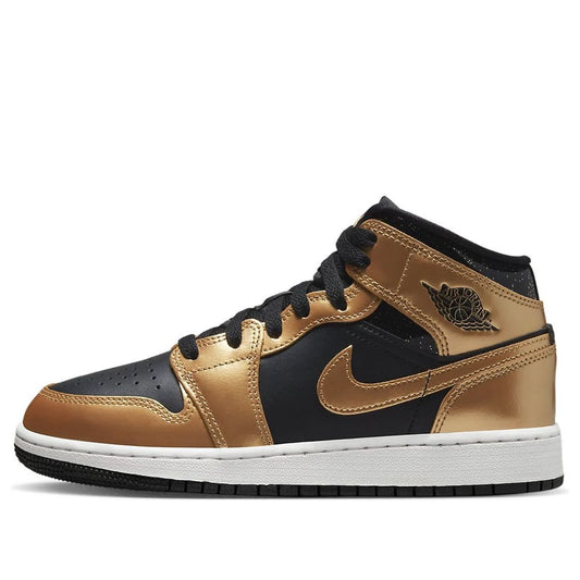 DR6967 071 Air Jordan 1 Mid SE Metallic Gold Black (GS)