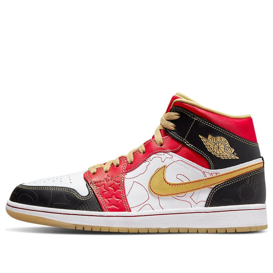 DV0576 176 Air Jordan 1 Mid XQ White Black Sport Red