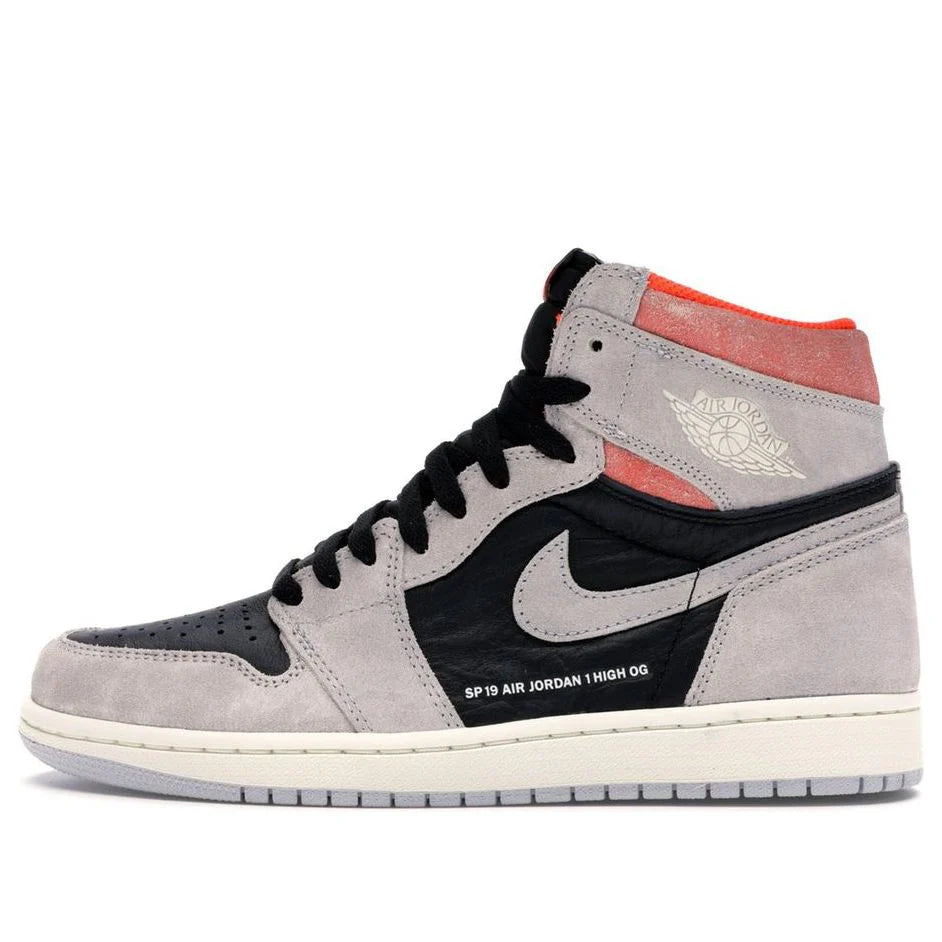 555088 018 Air Jordan 1 Retro High Neutral Grey Hyper Crimson