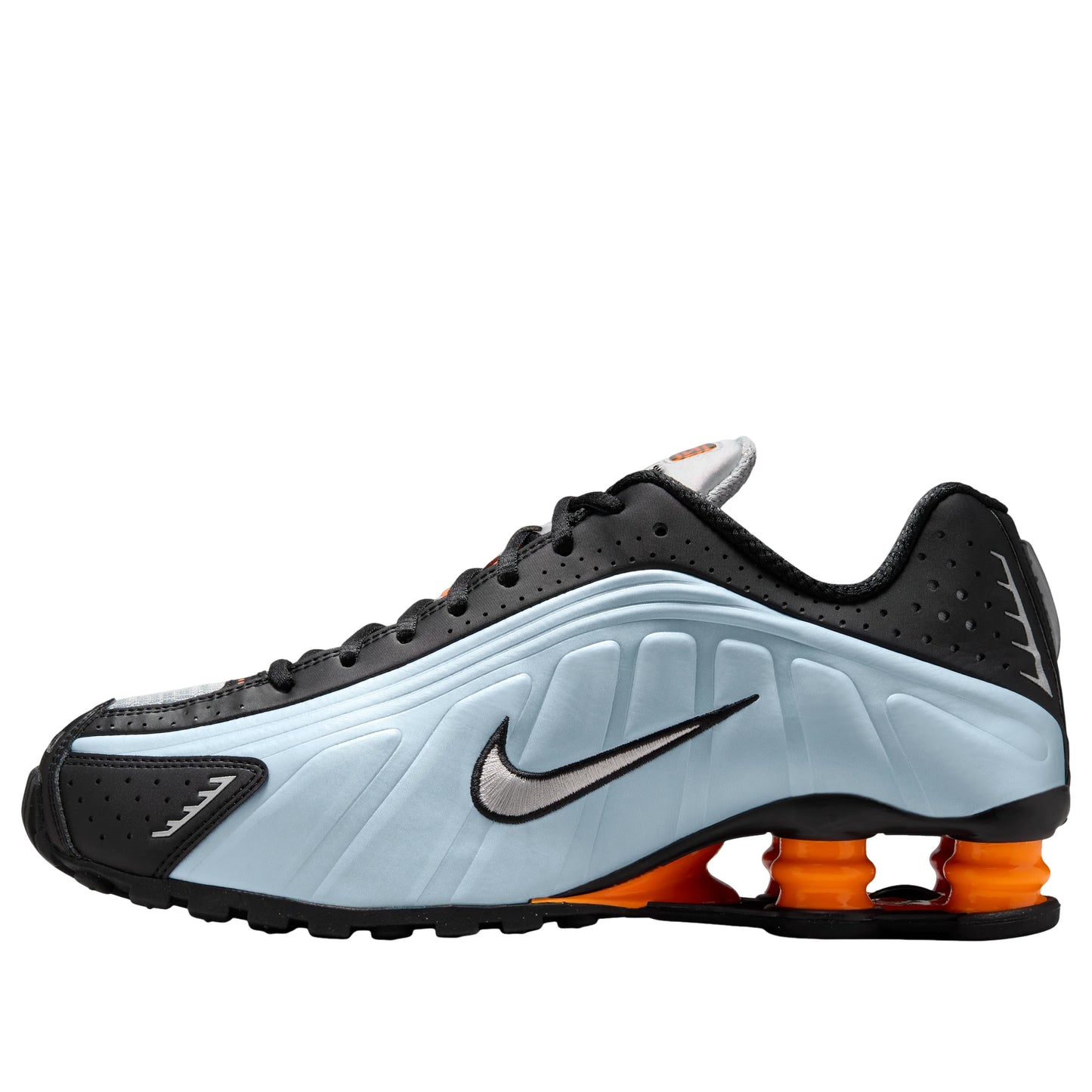 AR3565 401 Nike Shox R4 Blue Tint Total Orange Black Metallic Silver (Women's)