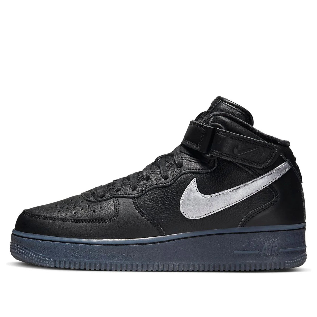 DX3061 001 Nike Air Force 1 Mid PRM Black Metallic Silver