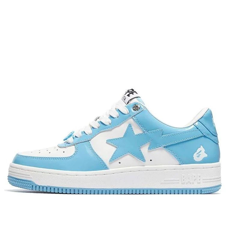 1I70 191 002 A Bathing Ape Bapesta Patent Leather Blue White Sax [CONDITIONAL] [REPLACE BOX]