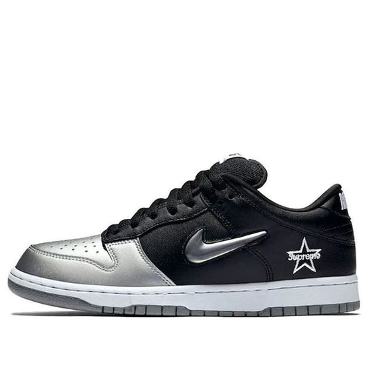 CK3480 001 Supreme Nike Dunk SB Low Jewel Swoosh Metallic Silver